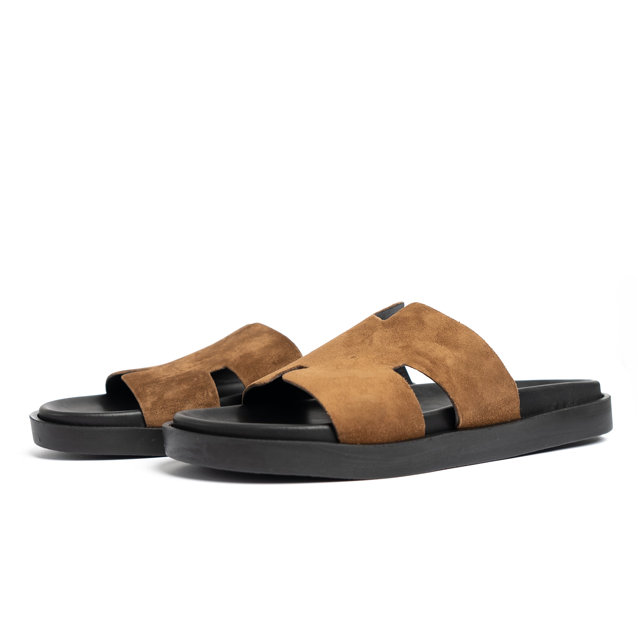 001 Sandales Homme en daim Tabac