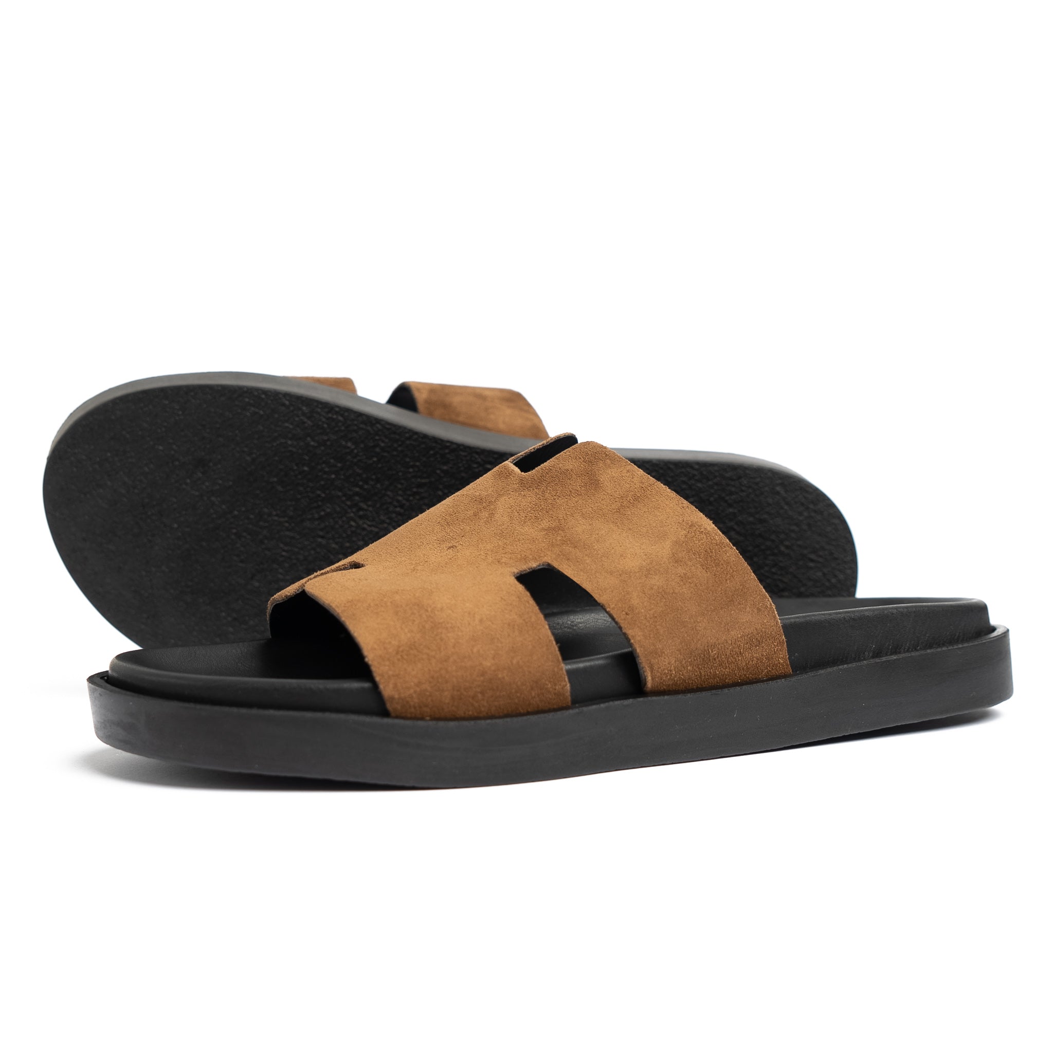 001 Sandales Homme en daim Tabac