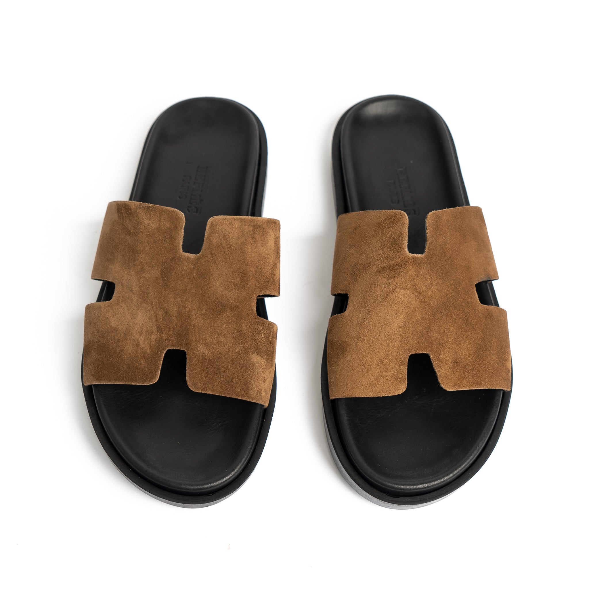 001 Sandales Homme en daim Tabac