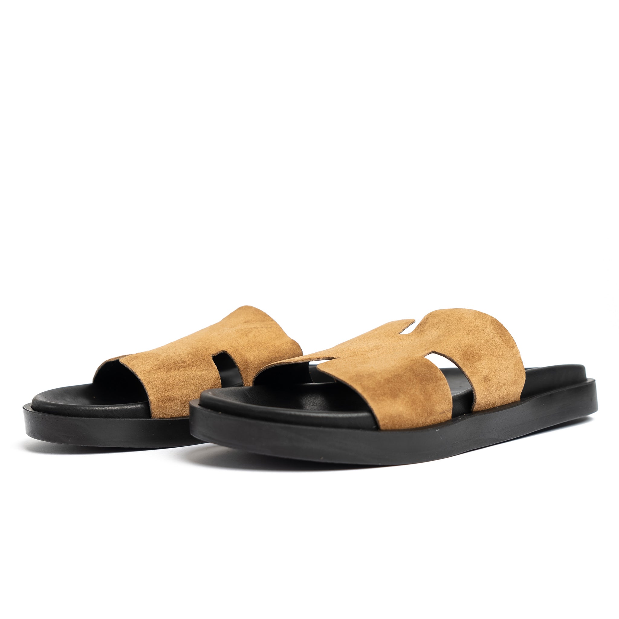 001 Sandales Homme en daim Tabac Claire