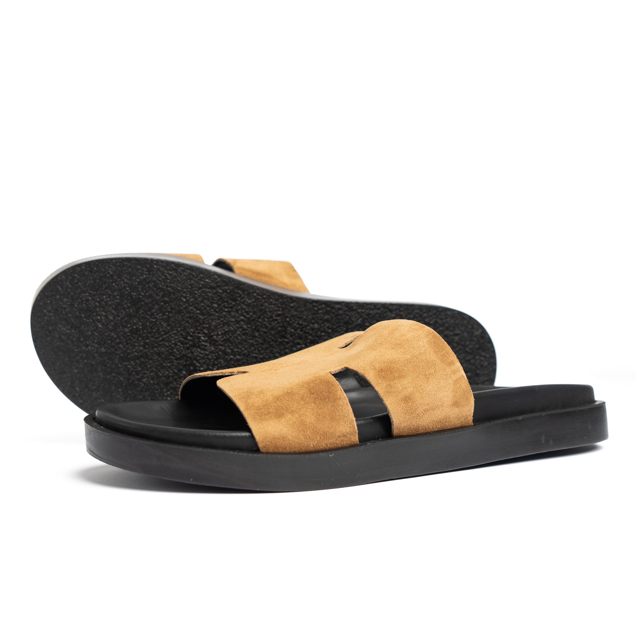 001 Sandales Homme en daim Tabac Claire