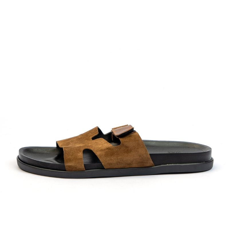 009 Sandales Homme en daim Tabac