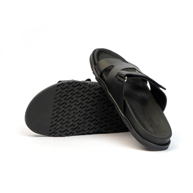 009 Sandales Homme en cuir Noir