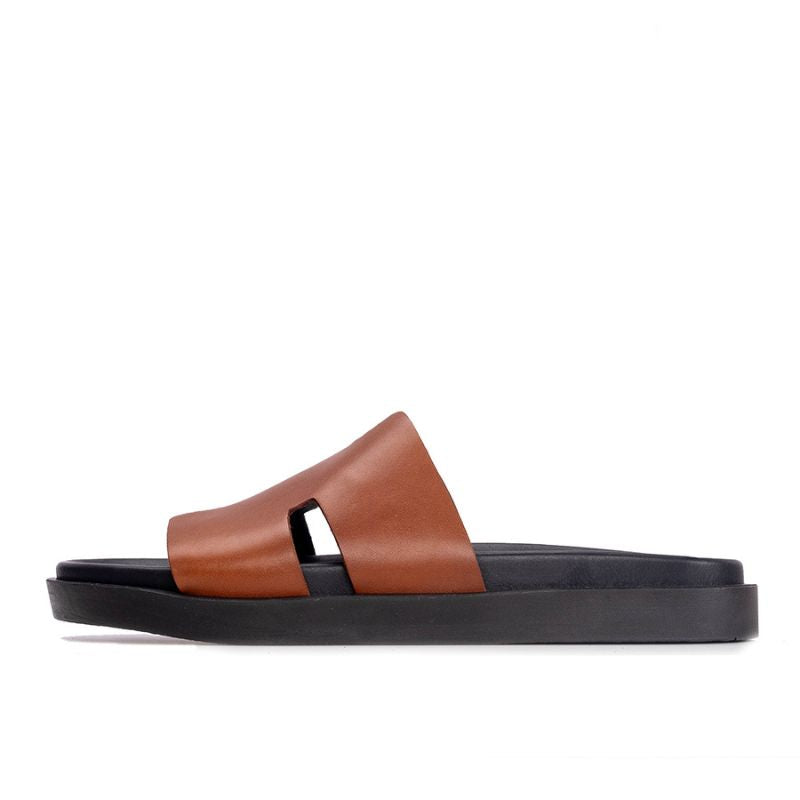 001 Sandales Homme en cuir Marron