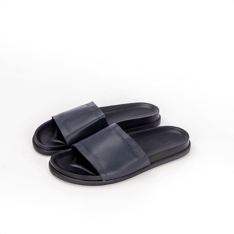 010 Sandales Homme en cuir Bleu