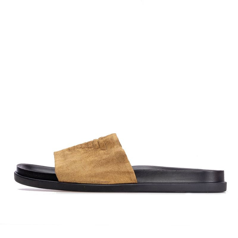 008 Sandales Homme en daim Tabac Claire