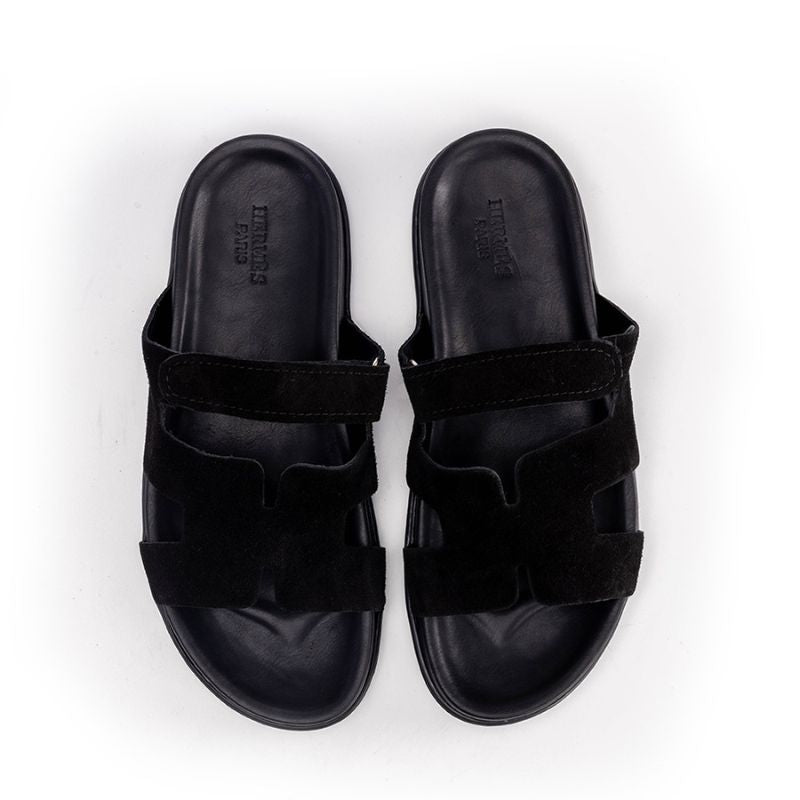 009 Sandales Homme en daim Noir