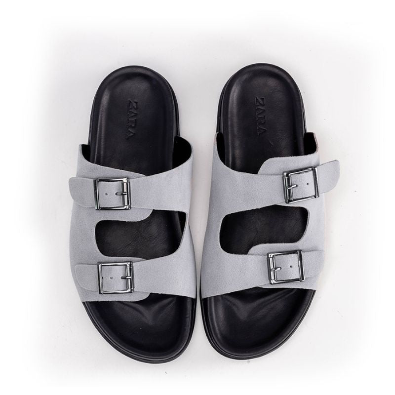 011 Sandales Homme en daim Gris Claire