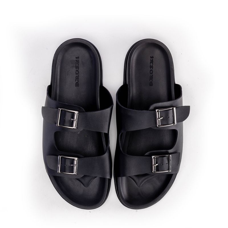 011 Sandales Homme en cuir Noir
