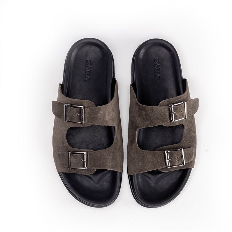011 Sandales Homme en Marron Gris foncé