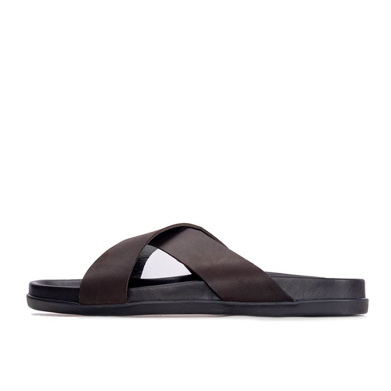 012 Sandales Homme en cuir Marron