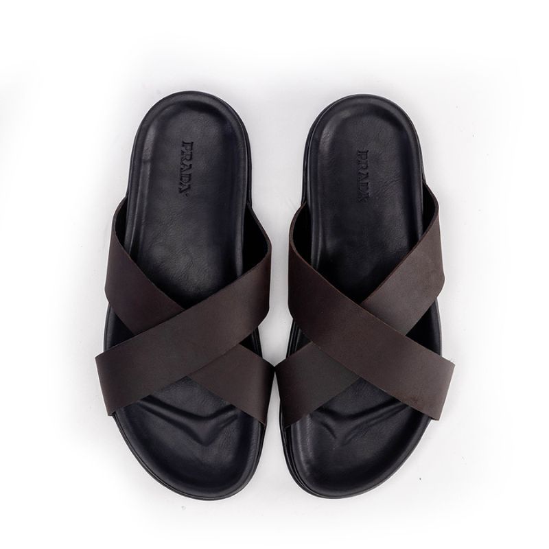 012 Sandales Homme en cuir Marron