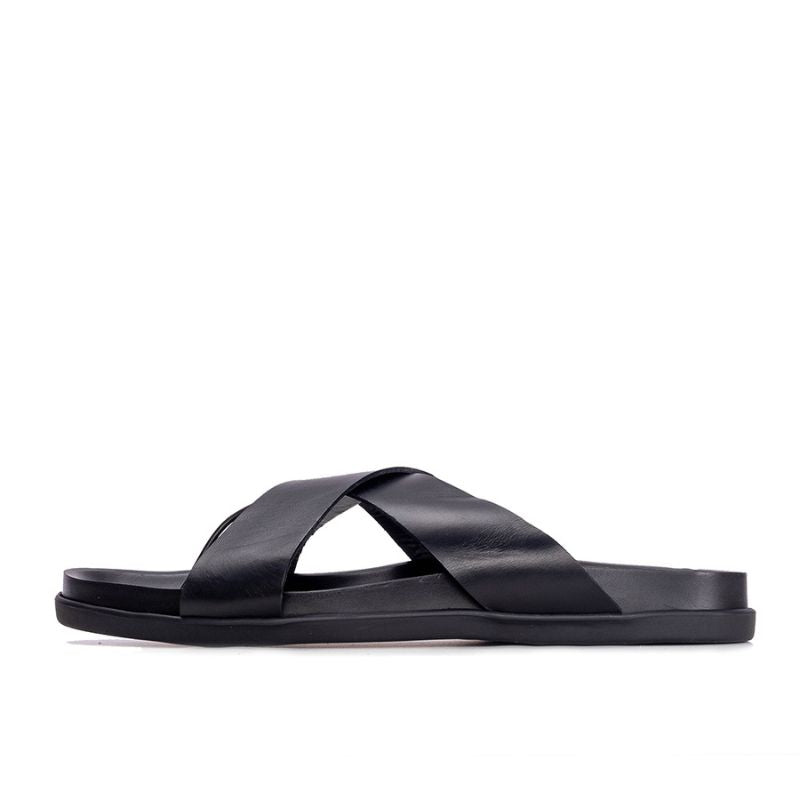 012 Sandales Homme en cuir Noir