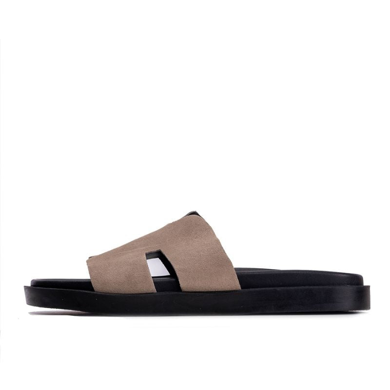 001 Sandales Homme en daim Beige