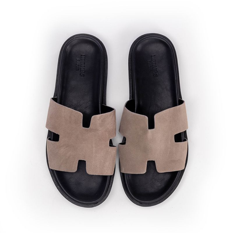 001 Sandales Homme en daim Beige