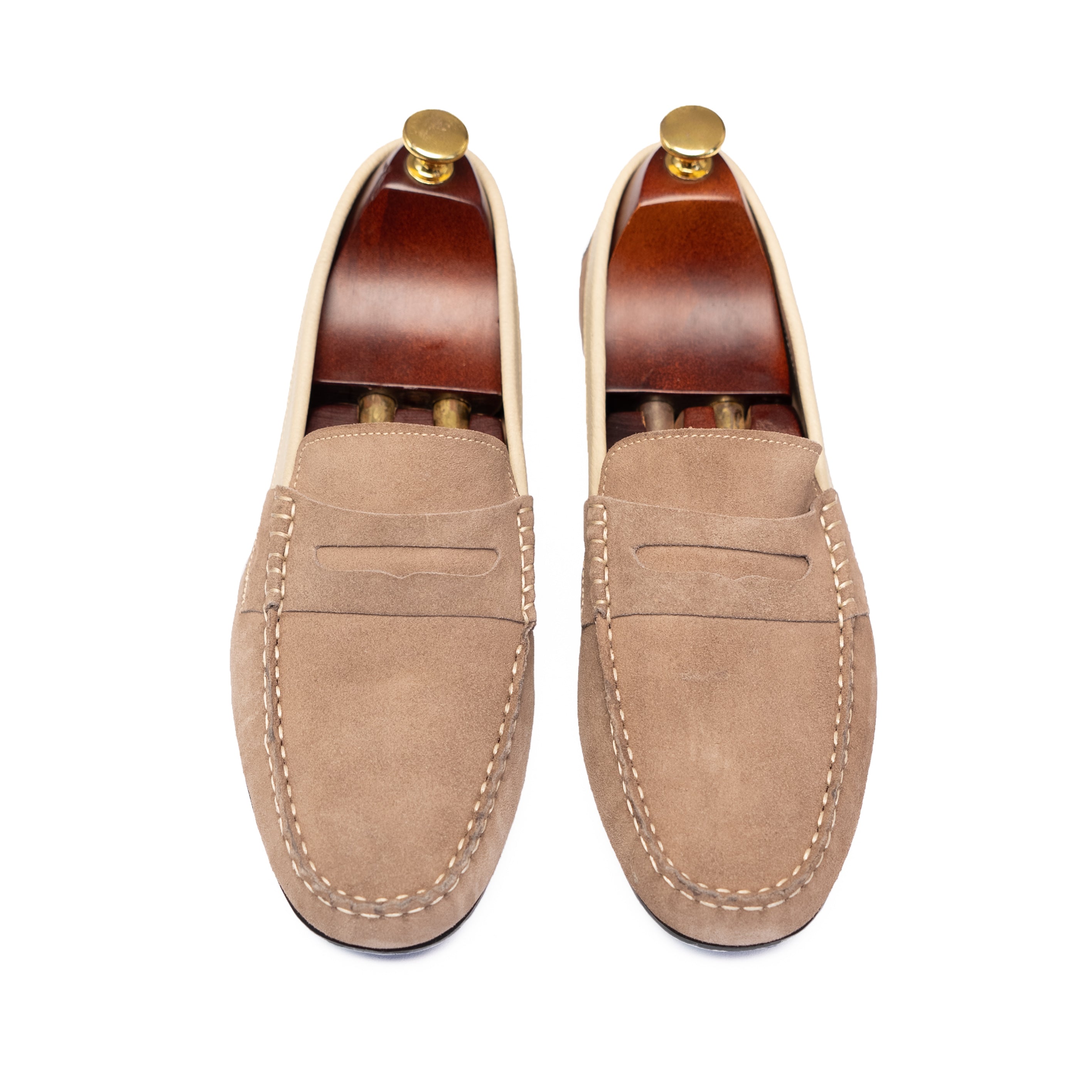 001 MOCASSINS SOUPLES EN DAIM BEIGE