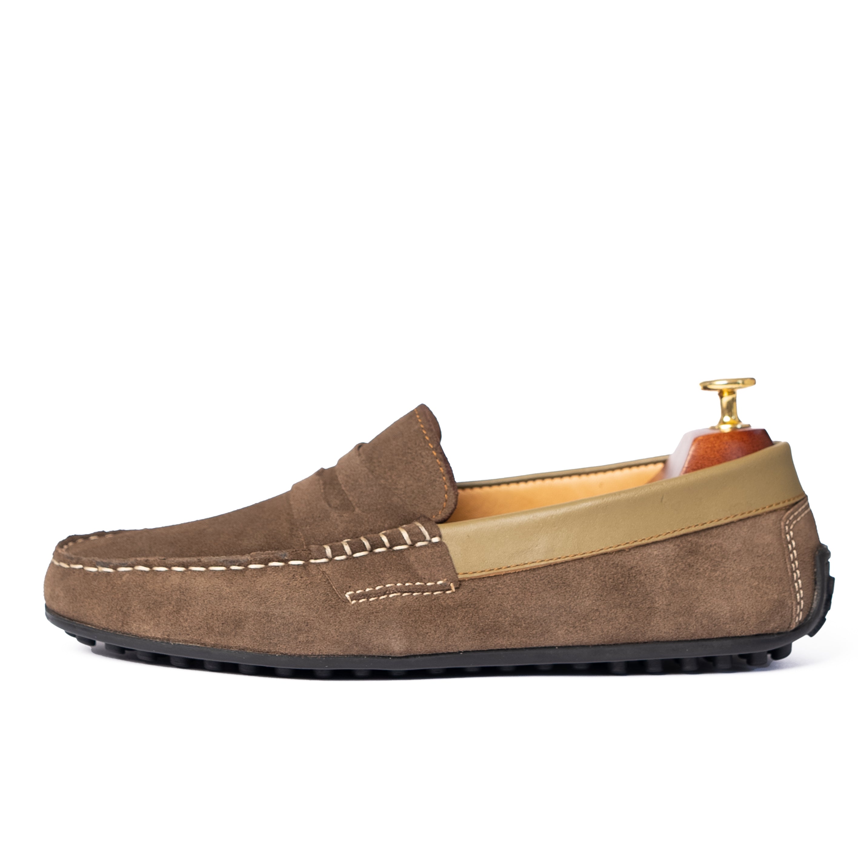 001 MOCASSINS SOUPLES EN DAIM GRIS FONCE
