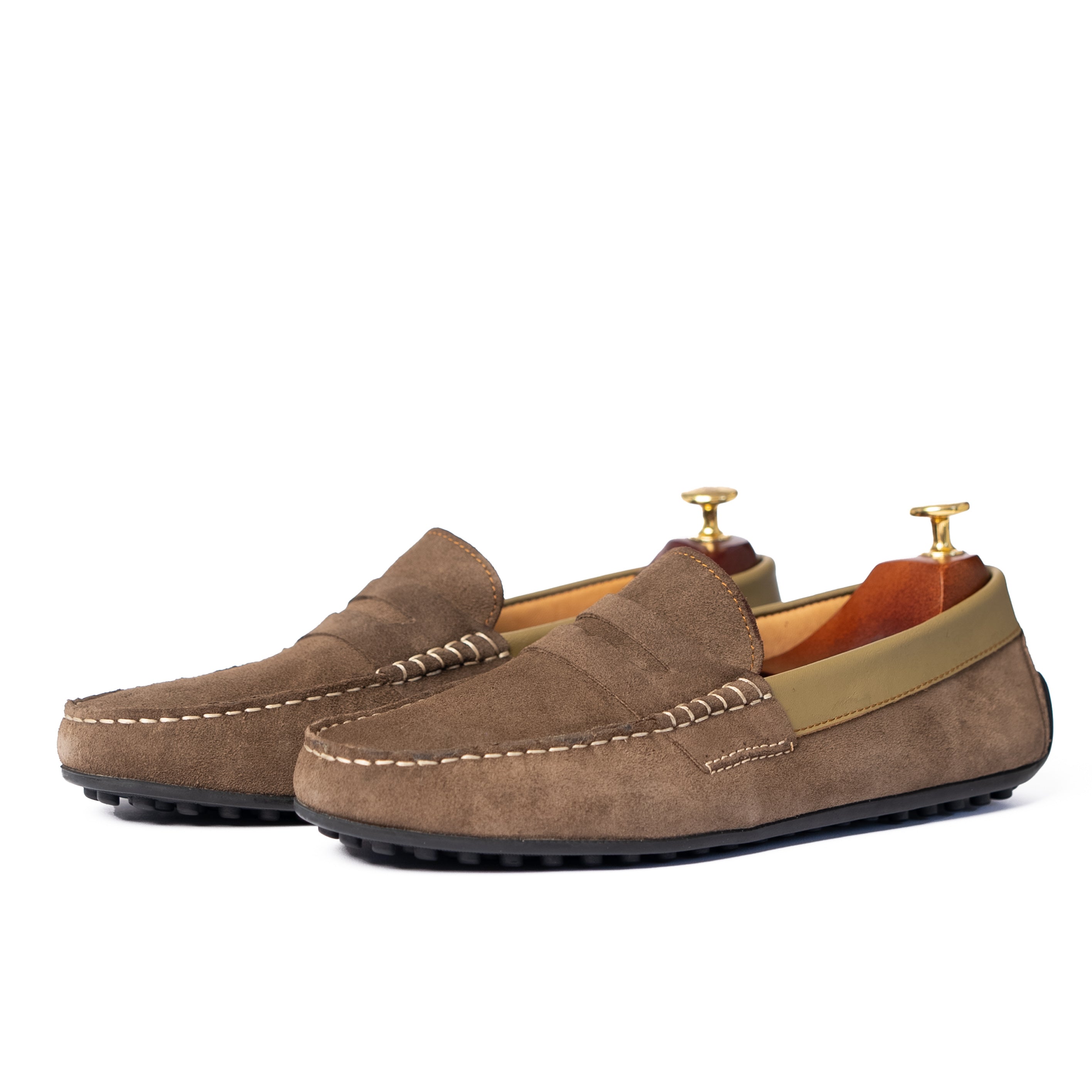 001 MOCASSINS SOUPLES EN DAIM GRIS FONCE