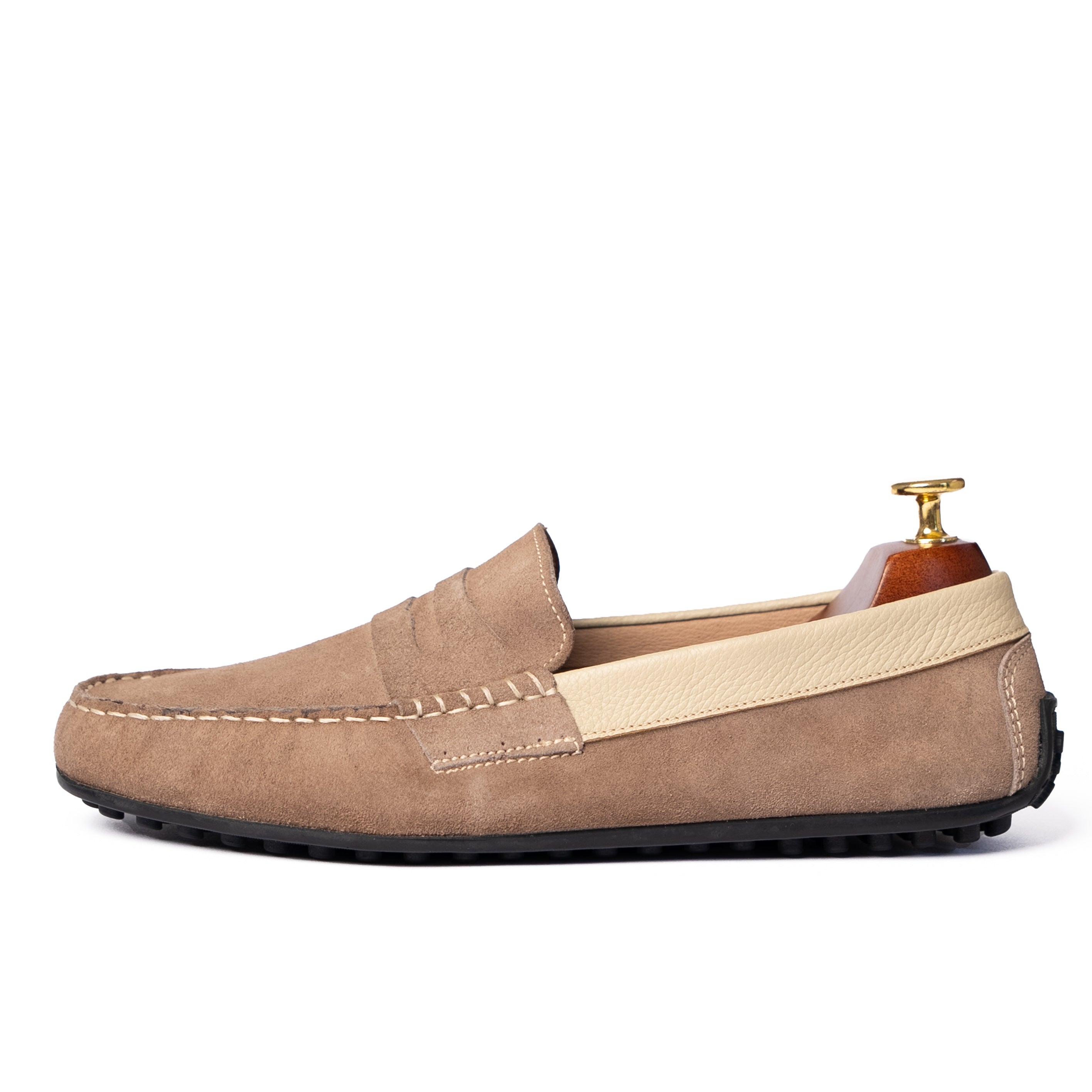 001 MOCASSINS SOUPLES EN DAIM BEIGE